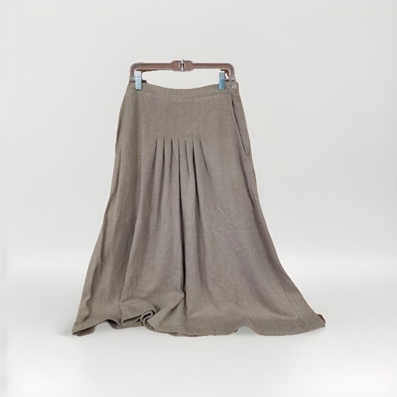 SW1 Vtg Lambs Wool Angora Blend Knit Midi Skirt w Pockets Sz Small Pleated - Picture 1 of 5